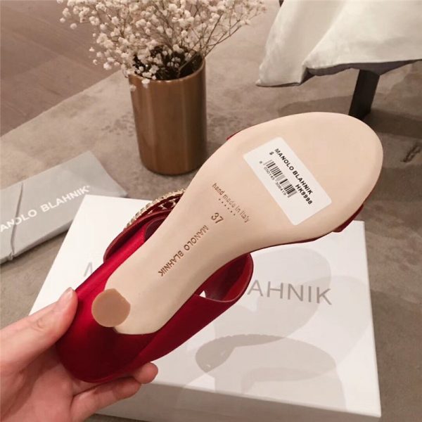 manolo blahnik sandals heels red - Image 3