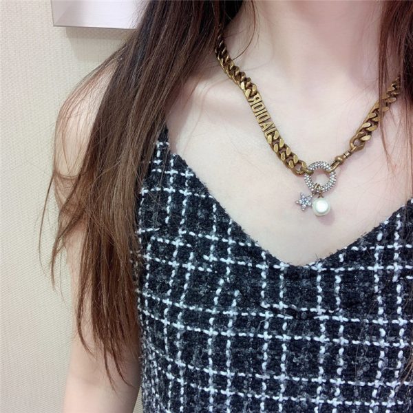 dior chain necklace gold