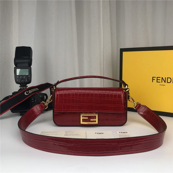 fendi crocodile baguette red