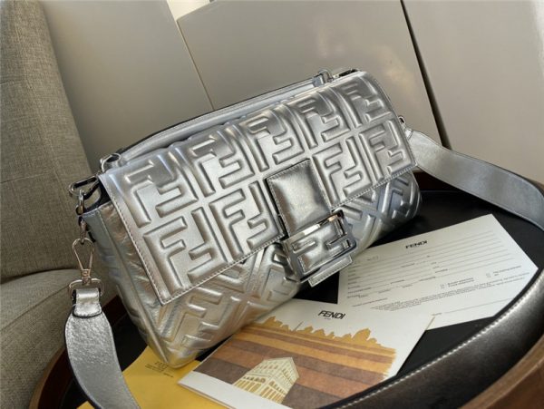 FEND Silver Baguette Shoulder Bag - Image 6