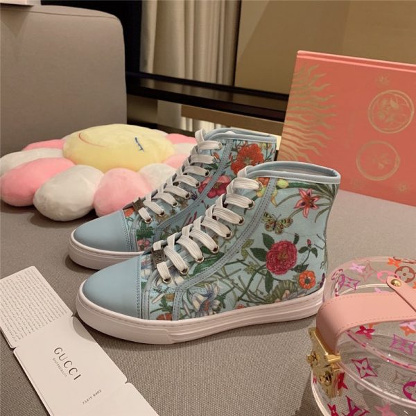 Guuci printed leather sneakers Gucci floral canvas shoes