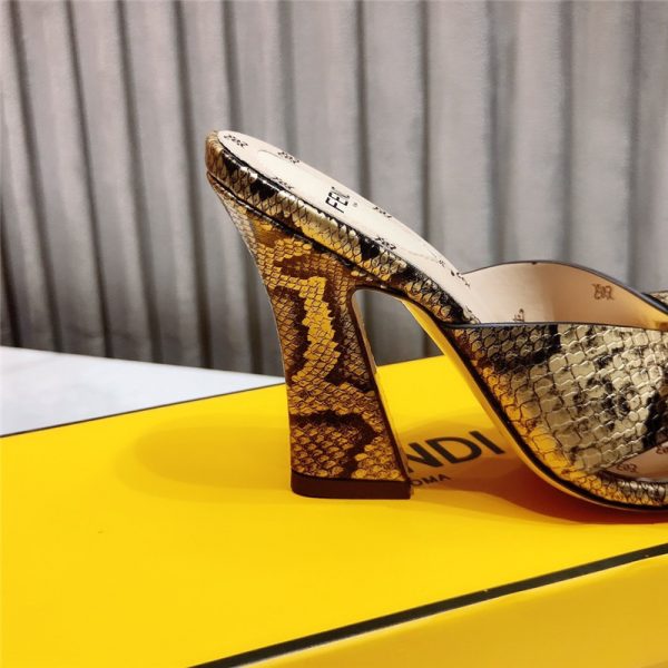 fendi block heel sandals gold - Image 5