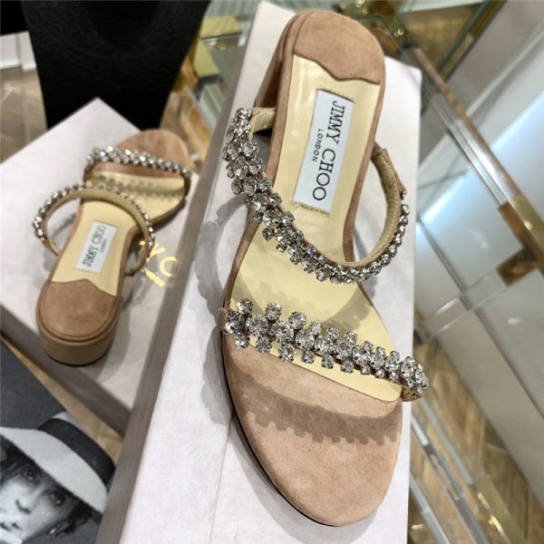 Jimmy Choo Rhinestone Low Heel Sandals - Image 6