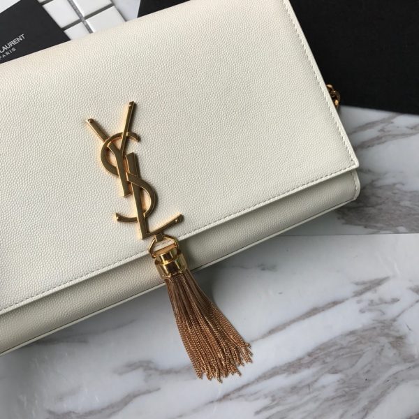 ysl caviar leather chain bag white - Image 3