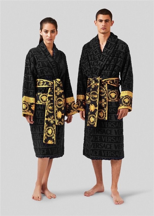 versace bathrobe black and gold