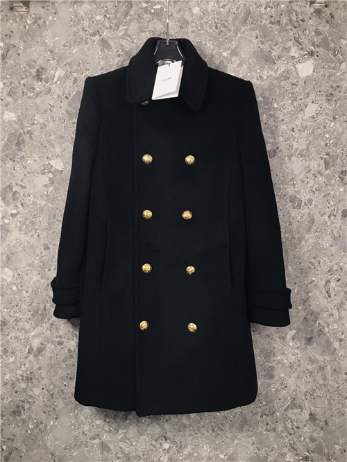 Celine black double-breasted wool coat