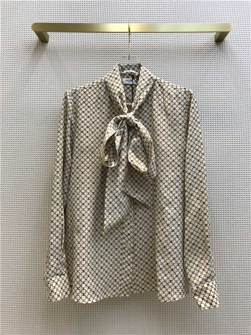 celine silk bow shirt