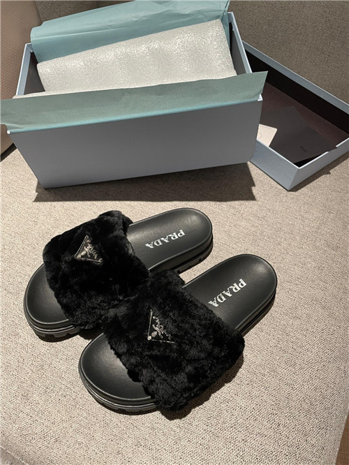 prada fur slippers