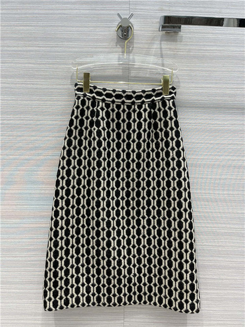 gucci wool tweed long skirt