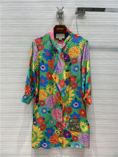 gucci printed silk dress