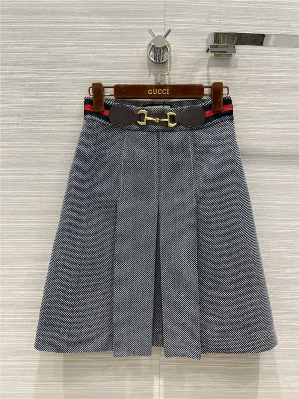 gucci horsebit blue skirt