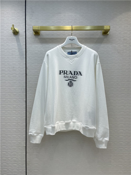 prada logo print crew neck sweatshirt