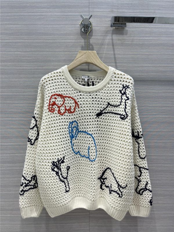 loewe cartoon pattern cashmere sweater