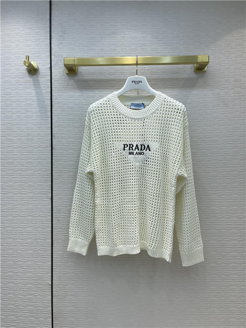 Prada Hollow Knit Long Sleeve Sweater