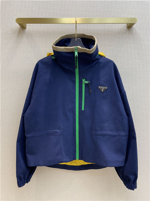 prada zip hood short trench coat