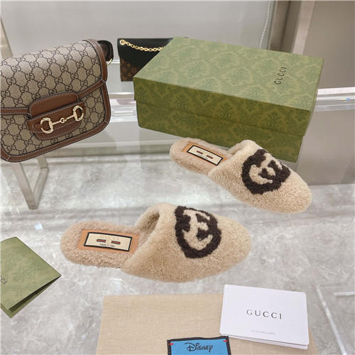 gucci wool logo slippers