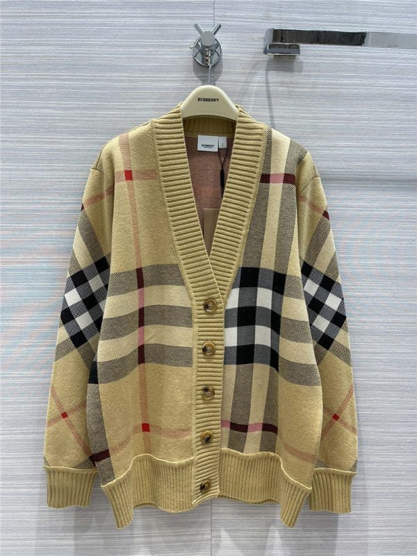 Burberry Check V-Neck Cardigan