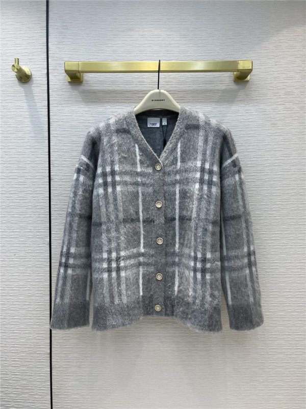 Burberry mohair wool V-neck cardigan