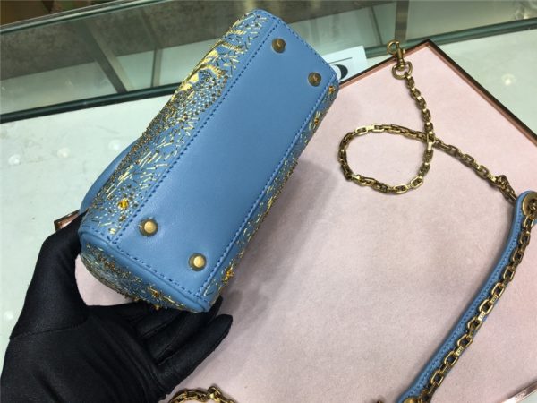 lady dior mini embroidery moon bag blue - Image 3